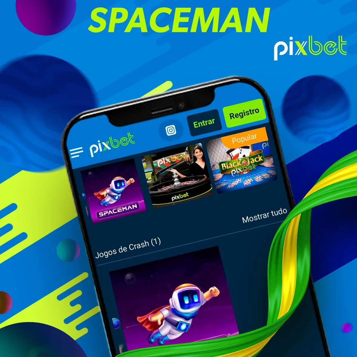 O popular jogo Spaceman no cassino do aplicativo móvel Pixbet Brasil
