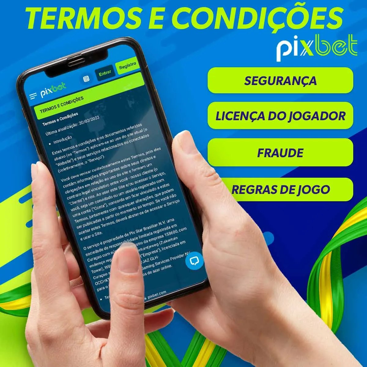 Termos e Condições no aplicativo Pixbet