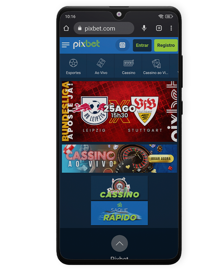 Etapa 1 da instalação do aplicativo Pixbet para Android